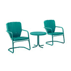 Set da 3 pezzi per esterni Ridgeland - Turchese - Crosley: Sedie in stile vintage e tavolino in metallo