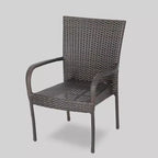 Ensemble de conversation Littleton 3 pièces de chaises empilables de patio en osier tout temps - Brun - Christopher Knight Home