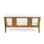 Set da Conversazione per Esterni 4 Posti Nicholson in Legno di Acacia - Teak/Beige - Christopher Knight Home: Set Conversazione per Patio con Cuscini e Tavolino da Caffè