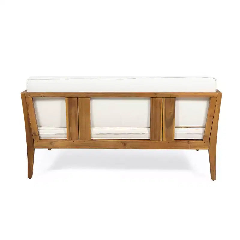Set da Conversazione per Esterni 4 Posti Nicholson in Legno di Acacia - Teak/Beige - Christopher Knight Home: Set Conversazione per Patio con Cuscini e Tavolino da Caffè