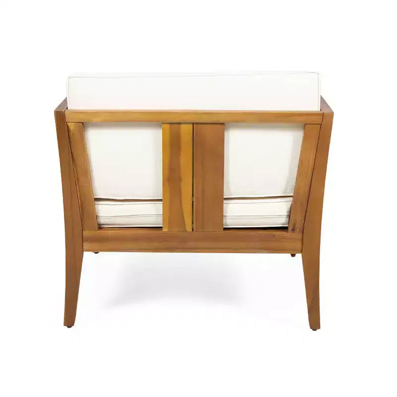 Set da Conversazione per Esterni 4 Posti Nicholson in Legno di Acacia - Teak/Beige - Christopher Knight Home: Set Conversazione per Patio con Cuscini e Tavolino da Caffè