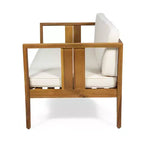 Set da Conversazione per Esterni 4 Posti Nicholson in Legno di Acacia - Teak/Beige - Christopher Knight Home: Set Conversazione per Patio con Cuscini e Tavolino da Caffè