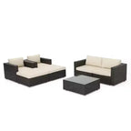 Set conversazione 7 pezzi in vimini Santa Rosa - Marrone scuro/Beige - Christopher Knight Home