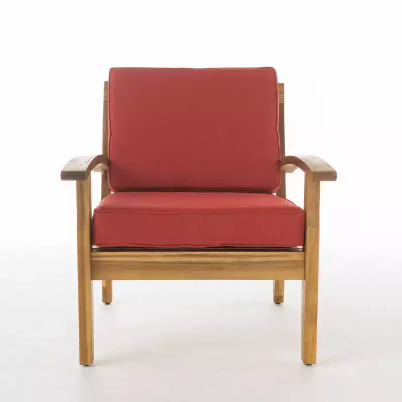 Set da conversazione Peyton 4 pezzi in acacia - Teak/Rosso - Christopher Knight Home