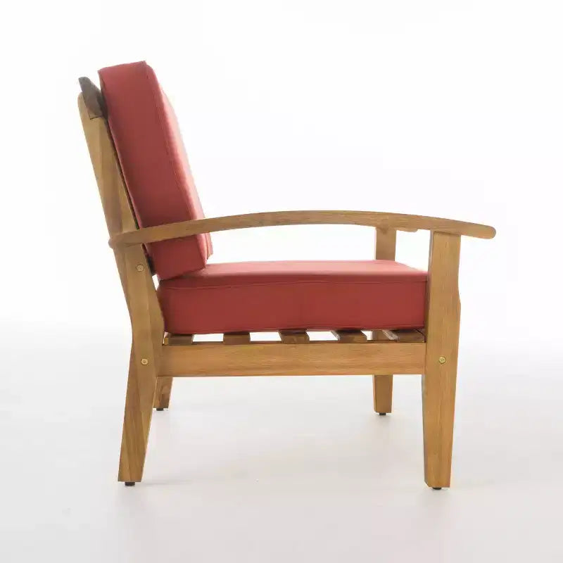 Set da conversazione Peyton 4 pezzi in acacia - Teak/Rosso - Christopher Knight Home