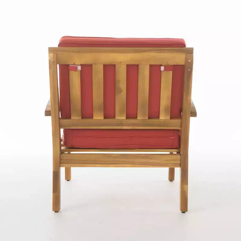 Set da conversazione Peyton 4 pezzi in acacia - Teak/Rosso - Christopher Knight Home