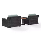 Ensemble de 3 meubles de salon d'extérieur en osier Beaufort avec table d'appoint - Brume - Crosley : Ensemble de patio résistant aux intempéries et protégé contre les UV