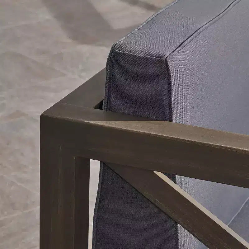 Set Brava da 9 pz. Divano e poltrona club in legno di acacia - Grigio/Grigio scuro - Christopher Knight Home
