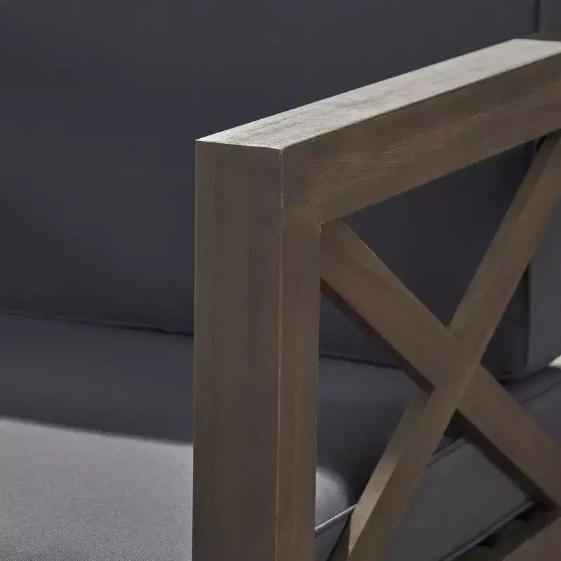 Set Brava da 9 pz. Divano e poltrona club in legno di acacia - Grigio/Grigio scuro - Christopher Knight Home