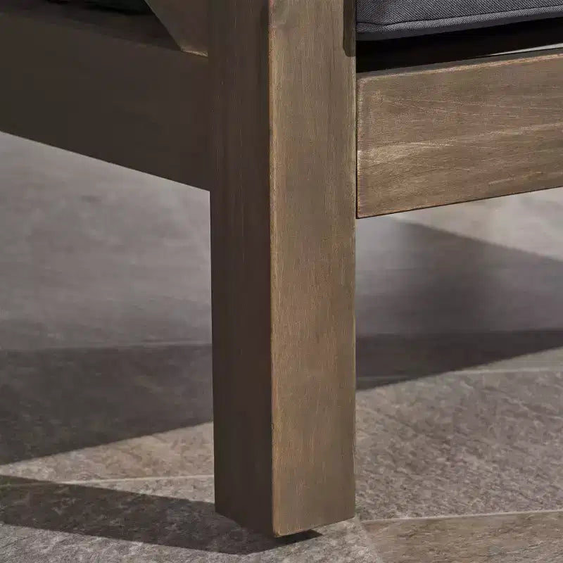 Set Brava da 9 pz. Divano e poltrona club in legno di acacia - Grigio/Grigio scuro - Christopher Knight Home
