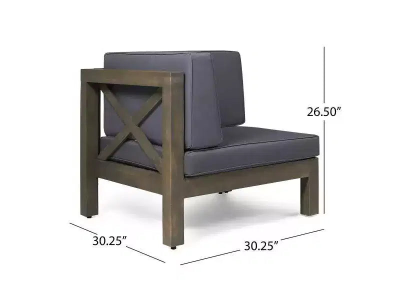 Set Brava da 9 pz. Divano e poltrona club in legno di acacia - Grigio/Grigio scuro - Christopher Knight Home