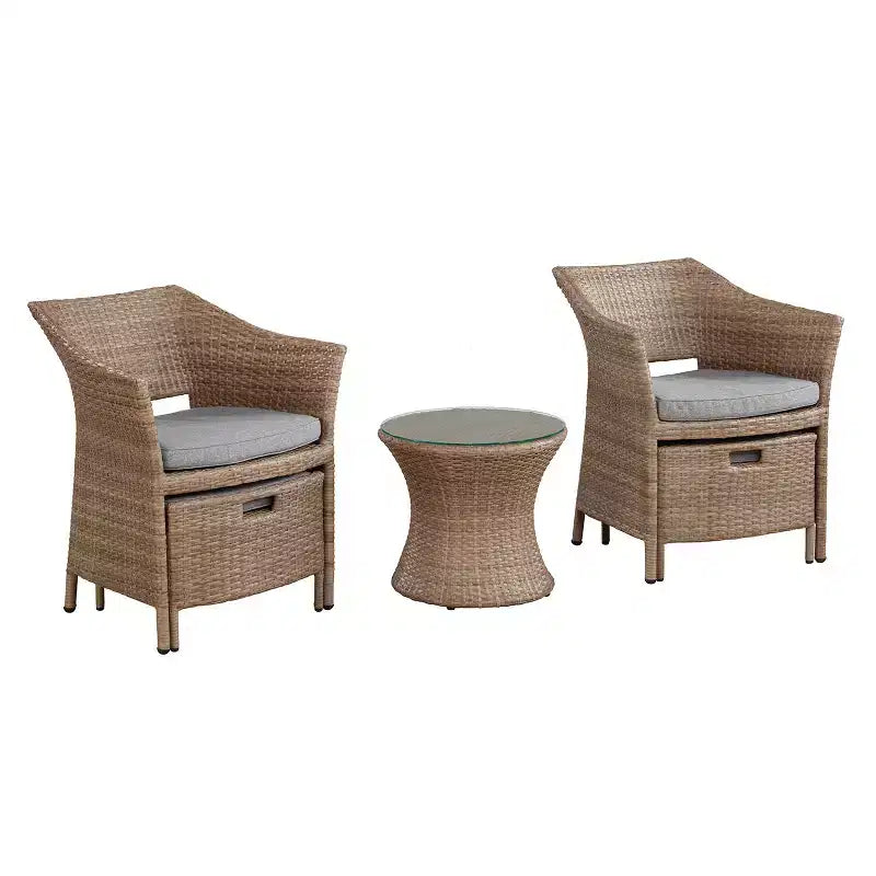 Set da conversazione Kokoli 5 pezzi - Marrone - Alaterre Furniture: Mobili da esterno per patio con cuscini, nessun assemblaggio richiesto