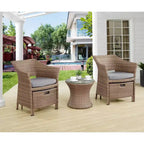 Set da conversazione Kokoli 5 pezzi - Marrone - Alaterre Furniture: Mobili da esterno per patio con cuscini, nessun assemblaggio richiesto
