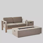 Ensemble table de foyer rectangulaire Cape Coral 3 pièces en aluminium et MGO - Gris clair - Christopher Knight Home