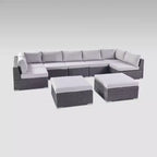 Set di Divani Sezionali in Vimini Santa Rosa da 9 pezzi - Grigio/Argento - Christopher Knight Home