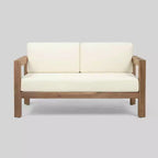 Set 2 pezzi divanetto e tavolino da caffè in legno per patio Genser marrone - Christopher Knight Home: Set da esterno in acacia con cuscini