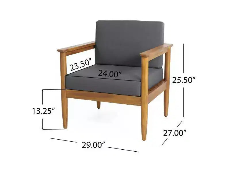 Set da conversazione per patio in legno di acacia Magnolia 5 pz - Teak/Grigio scuro - Christopher Knight Home: Moderno set conversazione resistente all'acqua