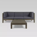 Ensemble modulaire 4 pièces Brava en acacia avec canapé et table : résistant aux intempéries, dossier croisé - Christopher Knight Home