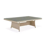 Ensemble de sièges d'angle sectionnels en osier d'extérieur 2 pièces crème Canaan – Meubles Alaterre : Résistant aux intempéries avec table basse
