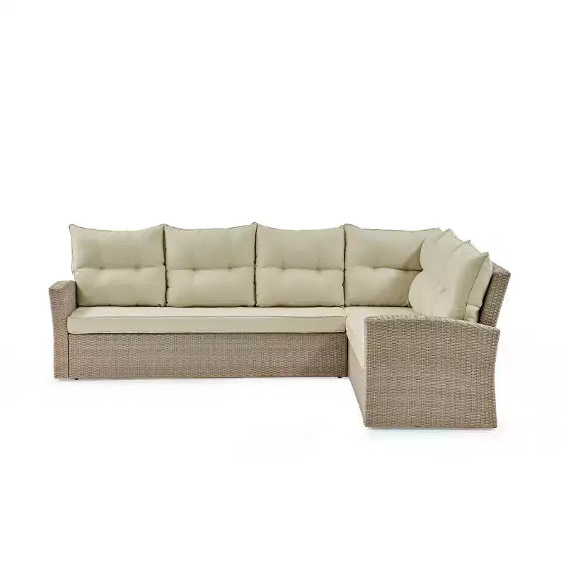 Canaan Set Divano Angolare 2pz in Vimini da Esterno Crema - Alaterre Furniture: Resistente alle Intemperie con Tavolino da Caffè