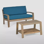 Set da conversazione 2 pezzi Grenada in legno di acacia grigio per patio: resistente alle intemperie con cuscini - Christopher Knight Home