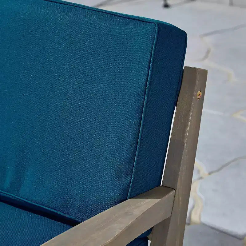 Set da conversazione 2 pezzi Grenada in legno di acacia grigio per patio: resistente alle intemperie con cuscini - Christopher Knight Home