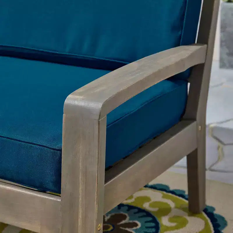 Set da conversazione 2 pezzi Grenada in legno di acacia grigio per patio: resistente alle intemperie con cuscini - Christopher Knight Home