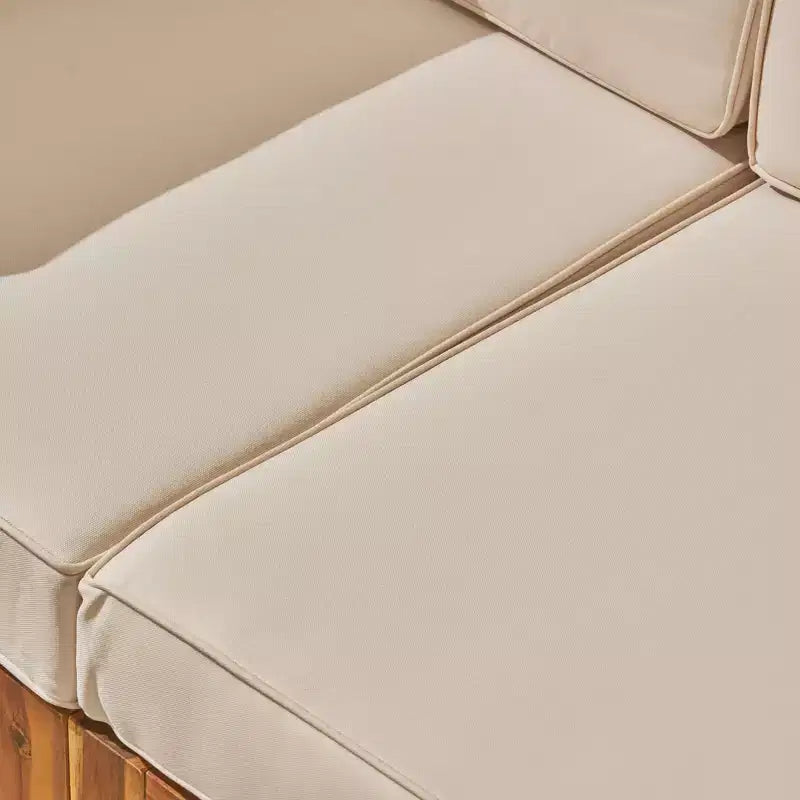 Divano componibile a V a 5 pezzi Oana in legno di acacia, teak/beige - Christopher Knight Home: resistente alle intemperie, design contemporaneo