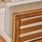 Divano componibile a V a 5 pezzi Oana in legno di acacia, teak/beige - Christopher Knight Home: resistente alle intemperie, design contemporaneo