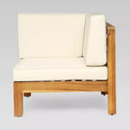 Oana Divano sezionale a U in legno di acacia da 10 pezzi con set braciere - Teak/Beige - Christopher Knight Home: Seduta modulare da esterno