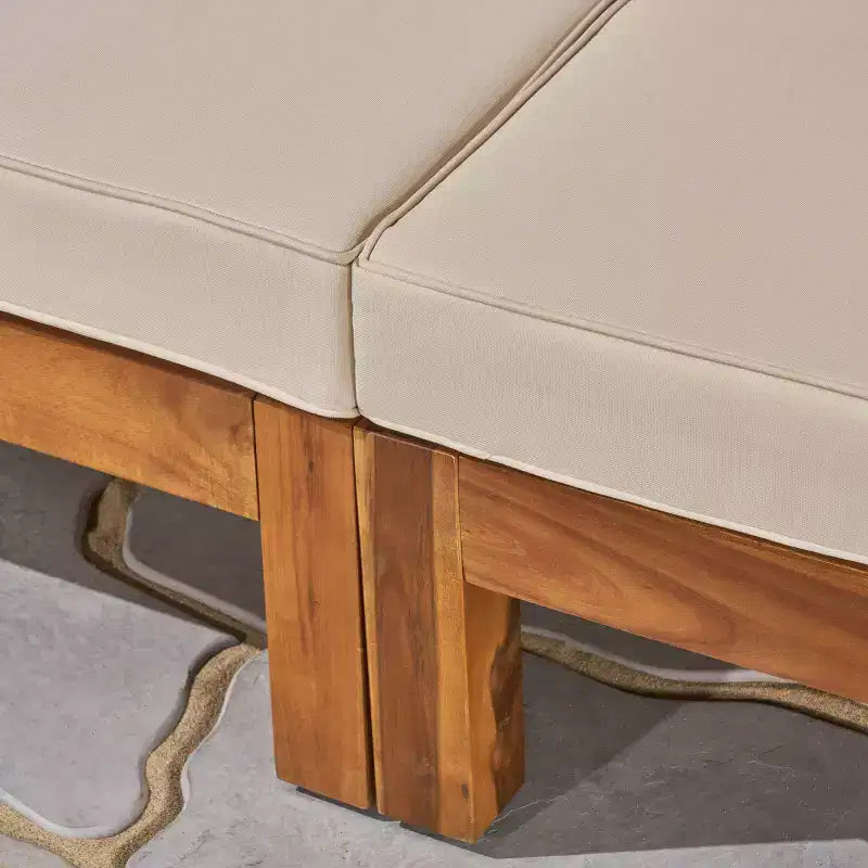 Oana Divano sezionale a U in legno di acacia da 10 pezzi con set braciere - Teak/Beige - Christopher Knight Home: Seduta modulare da esterno