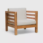 Oana Set 9 Pezzi Divano e Poltrona Club in Legno di Acacia Teak/Beige - Christopher Knight Home: Sezionale da Esterno Modulare, Resistente alle Intemperie