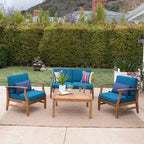 Set Perla 5 pezzi in legno di acacia: Divano modulare e tavolino resistenti alle intemperie - Christopher Knight Home