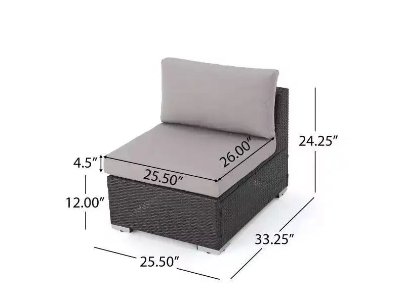 Set da salotto componibile in vimini Santa Rosa 8 pezzi - Grigio/Argento - Christopher Knight Home: Telaio in alluminio, Resistente alle intemperie