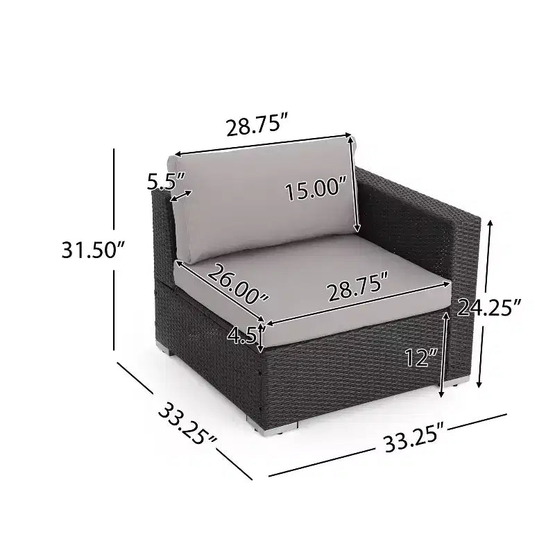 Christopher Knight Home Set Divano da Esterno in Rattan Santa Rosa, 4 Pezzi, Grigio/Grigio Chiaro