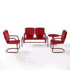 Set Conversazione da Esterno in Metallo 4 Pezzi Ridgeland - Rosso - Crosley