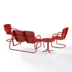 Set Conversazione da Esterno in Metallo 4 Pezzi Ridgeland - Rosso - Crosley