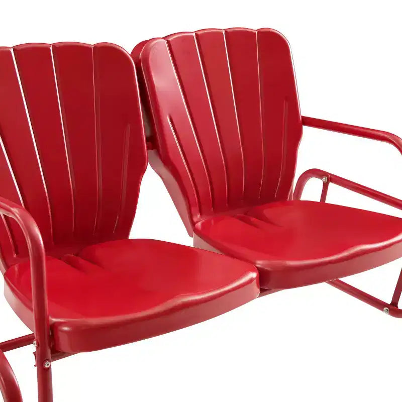 Set Conversazione da Esterno in Metallo 4 Pezzi Ridgeland - Rosso - Crosley