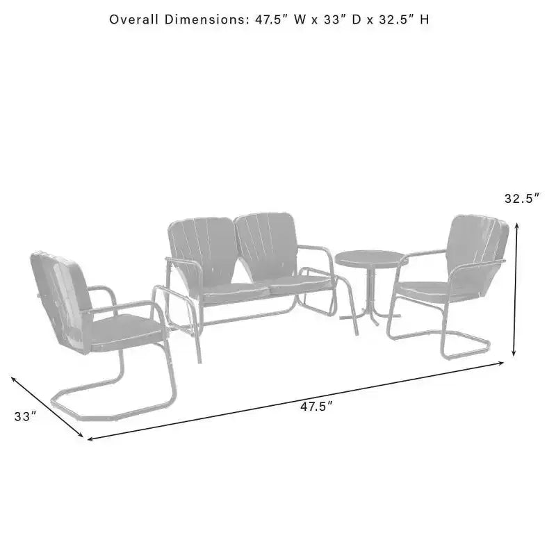 Set Conversazione da Esterno in Metallo 4 Pezzi Ridgeland - Rosso - Crosley