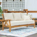 Set da conversazione da esterno Sonoma Lane Eola 5 pezzi in teak con cuscini con cerniera color cammello – Resistente alle intemperie