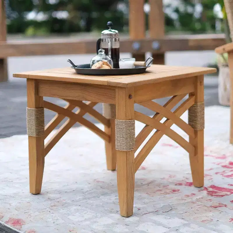 Set da conversazione da esterno Sonoma Lane Eola 5 pezzi in teak con cuscini con cerniera color cammello – Resistente alle intemperie