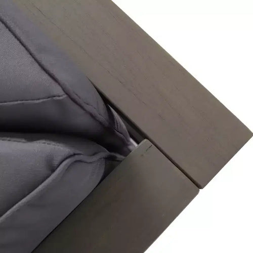 Causeuse d'extérieur 2 pièces Brava en bois d'acacia avec accoudoir gauche et table basse avec coussin gris/gris foncé - Christopher Knight Home