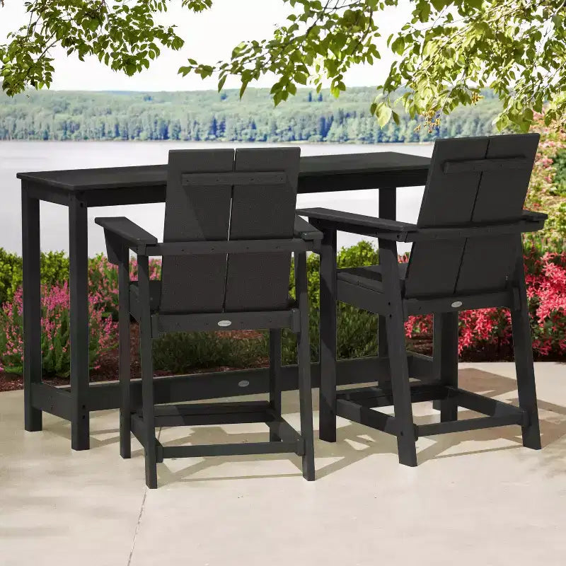 POLYWOOD Moore Set da balcone/patio 3 pezzi, altezza bancone, nero