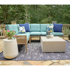 Sectionnel en osier 5 pièces Riviera de Leisure Made, tissu bleu Spa