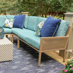 Sectionnel en osier 5 pièces Riviera de Leisure Made, tissu bleu Spa