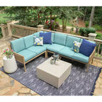 Sectionnel en osier 5 pièces Riviera de Leisure Made, tissu bleu Spa