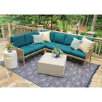 Canapé d'angle en osier 5 pièces Leisure Made Riviera, tissu Peacock