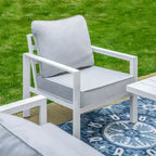 Ensemble de 6 pièces Captiva Designs, Foyer d'extérieur moderne en aluminium avec fauteuils et poufs