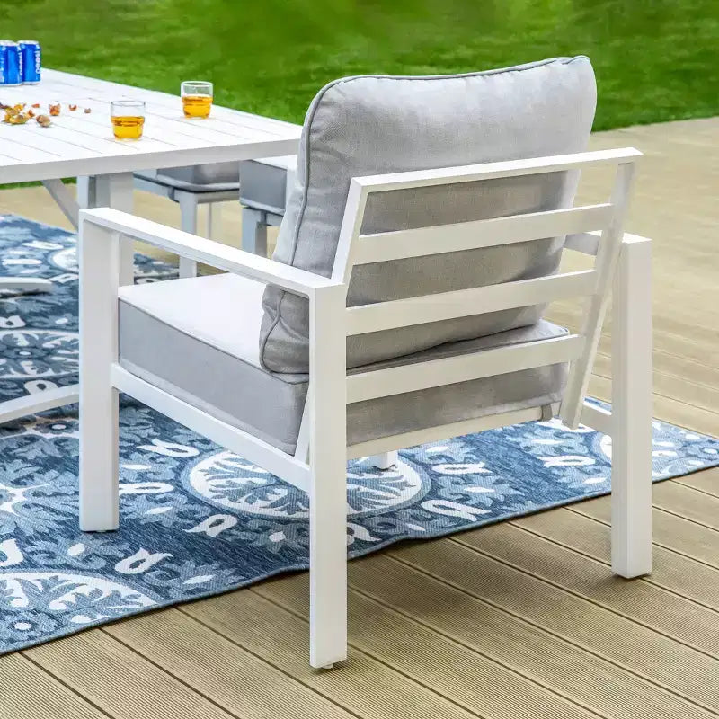 Captiva Designs Set da 6 pz con Braciere da Esterno Moderno in Alluminio con Poltrone e Pouf