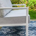 Ensemble de 6 pièces Captiva Designs, Foyer d'extérieur moderne en aluminium avec fauteuils et poufs